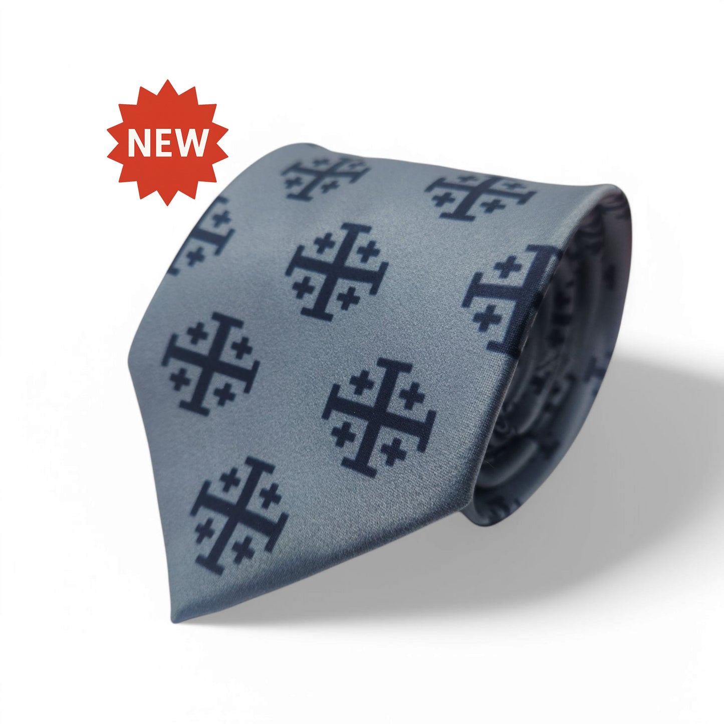 Blue Jerusalem Cross Necktie mockup rolled