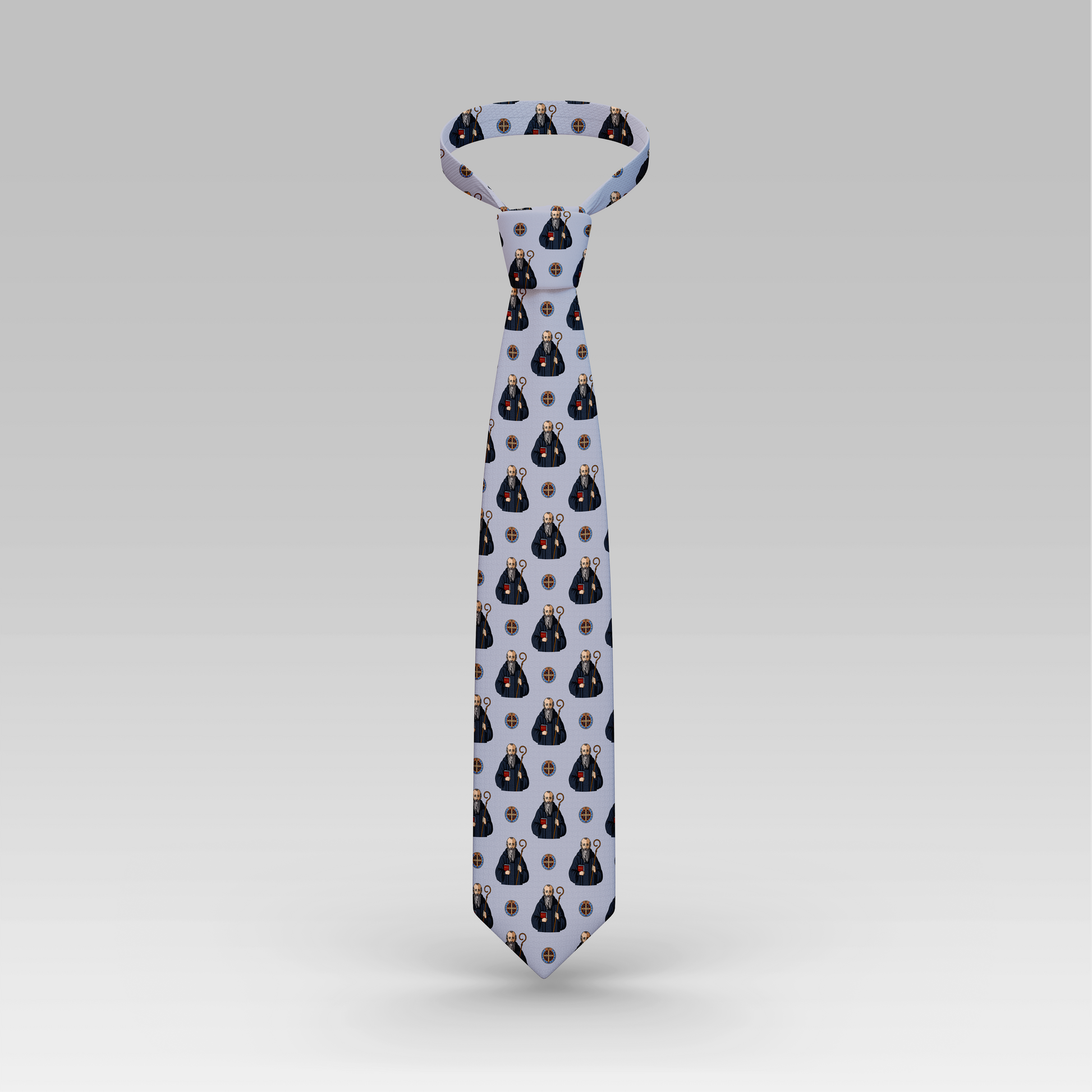 Proselyties St. Benedict Catholic necktie front view.