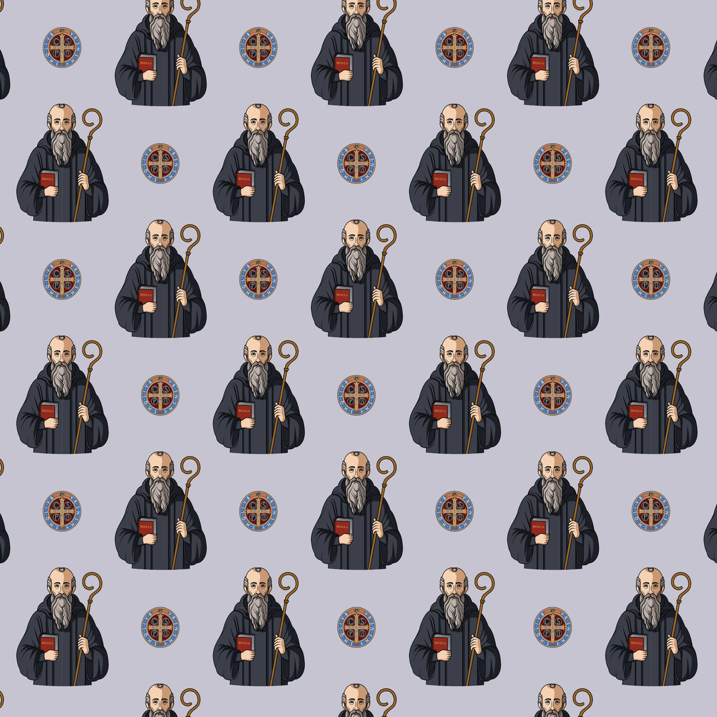 Proselyties St. Benedict Catholic necktie pattern.