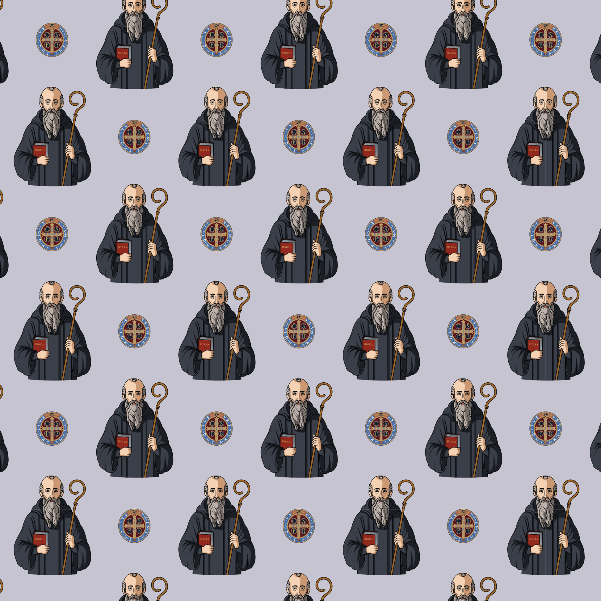 Proselyties St. Benedict Catholic necktie pattern.