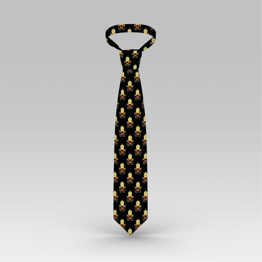 Proselyties Papal Tiara and Keys Black Catholic necktie front view