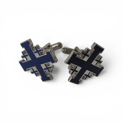 blue Jerusalem cross cufflinks
