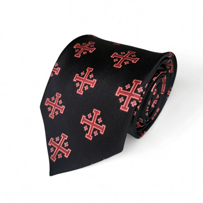 Jerusalem Cross Necktie rolled.