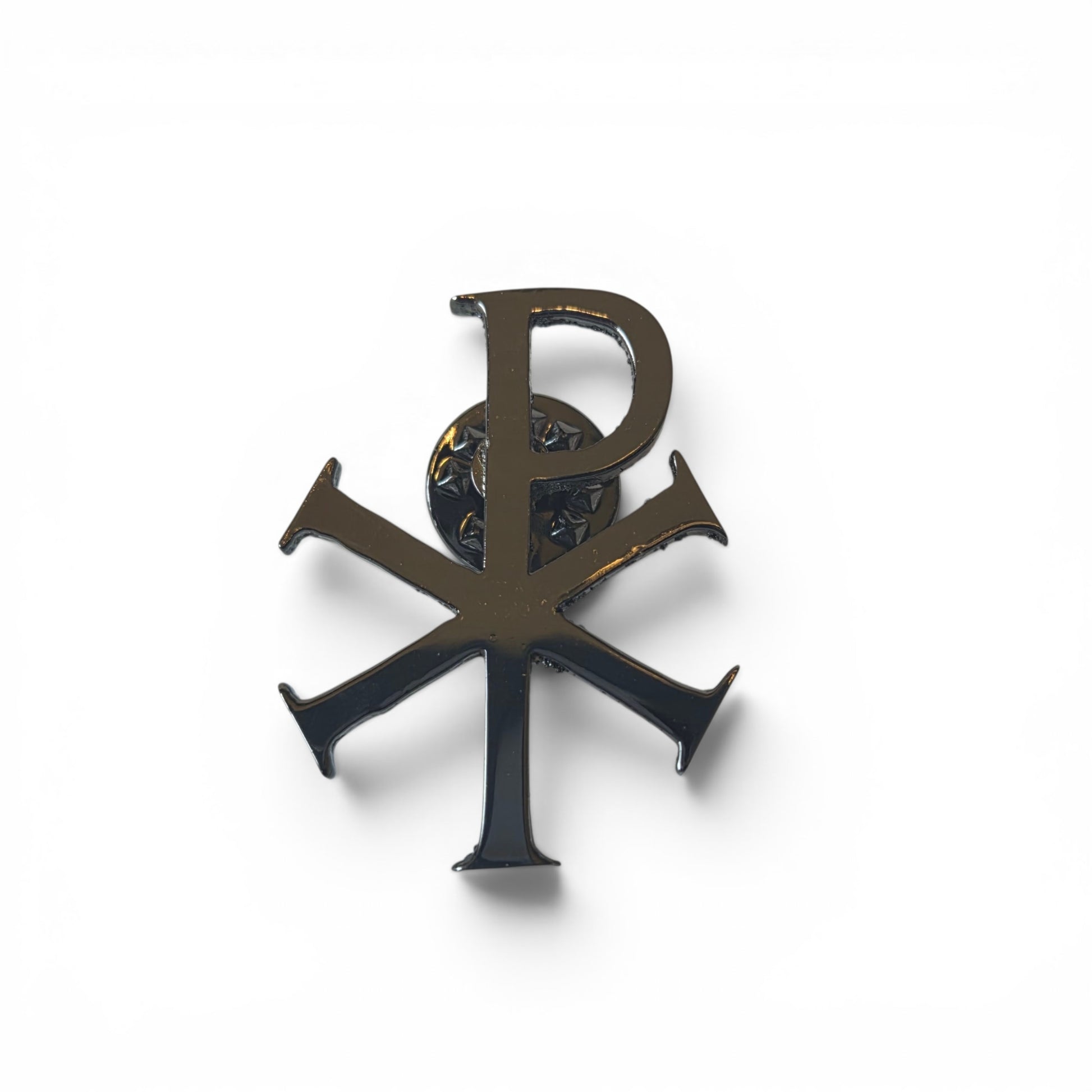 silver Chi-Rho lapel pin